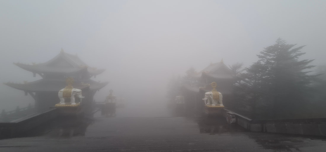 Mist everywhere.. Stairs to the Golden Summit, Emeishan